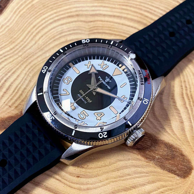 Tandorio Dome Series Dive Watch NH35 PT5000 Automatic 200m Waterproof Rubber Strap Executive Gift