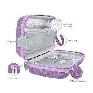Étui de voyage isotherme portable pour insuline, violet, en EVA, avec kit médical étanche en polyester et 2 blocs réfrigérants (Lettre) - Product Image 3