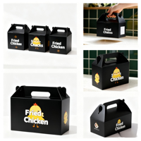Boîtes d'Emballage Alimentaire de Qualité Alimentaire en Papier pour Poulet Frit à Emporter, Boîtes de Poulet Rôti avec Poignée