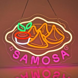 <span class=keywords><strong>Enseigne</strong></span> au néon Samosa, vente directe d'usine, design gratuit, lumières au néon, décoration murale suspendue pour restaurant indien - Product Image 1