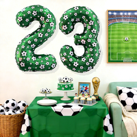 Ballons en aluminium Mylar numérotés de 40 pouces, imprimés avec des motifs de football verts, de 0 à 9, pour décorations de fête d'anniversaire sur le thème du sport