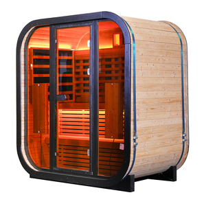 Sauna de Lujo para 3-4 Personas, Fabricada con Madera de Abeto Canadiense, con Ventana Panorámica, Terapia de Luz Infrarroja, para Jardín o Villa - Product Image 2