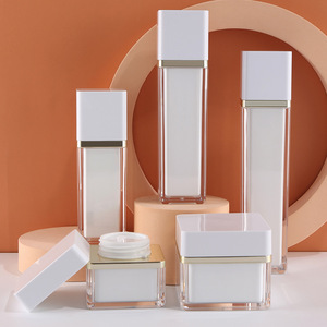 Mới thân thiện với môi trường hai lớp trắng Acrylic mỹ phẩm lọ và chai 30g 50G 30ml 50ml 100ml vuông kích thước với giá tốt - Product Image 1