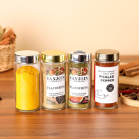 Bocaux en verre cylindriques de 120 ml pour poivre, sucre et épices, avec couvercle à vis en bois et en aluminium, pour applications en restauration