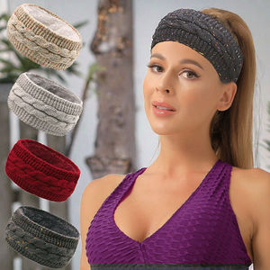 Diadema <span class=keywords><strong>de</strong></span> punto elástica <span class=keywords><strong>de</strong></span> ganchillo <span class=keywords><strong>de</strong></span> felpa <span class=keywords><strong>de</strong></span> invierno americano europeo accesorios cálidos para el cabello con oreja <span class=keywords><strong>de</strong></span> protección Jacquard para deportes - Product Image 3