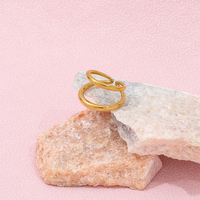 Bague Double couche en or massif 18K, bijou haut de gamme, en acier inoxydable, plaqué or, Simple et tendance, offre spéciale