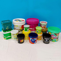 Seau en plastique alimentaire recyclable avec poignée 1L 2L 2,5L 3L 4L 5L 10L Seau en plastique alimentaire transparent avec couvercle