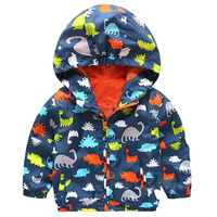Vestes imperméables à capuche pour bébés garçons avec fermeture éclair, imprimé dinosaure de dessin animé, collection automne, vente en gros