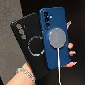Étui de téléphone magnétique en silicone liquide avec doublure en velours à l'intérieur, adapté aux séries <span class=keywords><strong>Samsung</strong></span> S/A, <span class=keywords><strong>meilleur</strong></span> étui de téléphone - Product Image 1