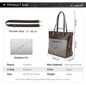 Grand sac fourre-tout en <span class=keywords><strong>cuir</strong></span> pour ordinateur portable pour femmes hommes sac fourre-tout de voyage vintage pour ordinateur portable 14.2 ''sac à main pour femmes sac à bandoulière de grande capacité - Product Image 2