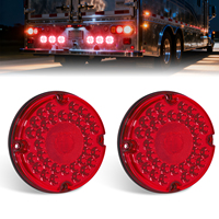 2 feux arrière ronds rouges à 36 LED de 7 pouces avec montage en surface à 4 trous pour camping-cars, camions, remorques, bus, fourgonnettes, 12V, étanches IP65