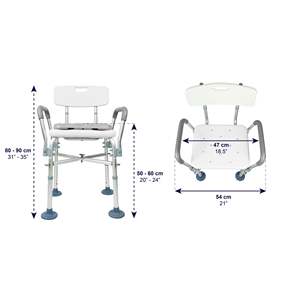 Silla de Ducha Acolchada (150 kg), Sillas de Baño para Mayores, Asiento Blanco KMINA K30017 - Product Image 4