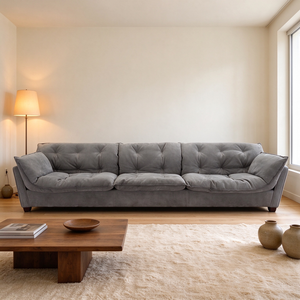 Sofá de terciopelo capitoné con botones, sillón giratorio de base redonda, 3 plazas, cojín de felpa suelto, moderno, para sala de estar, hotel, villa, dormitorio - Product Image 3