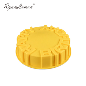 Moule à gâteau en silicone liquide 3D Darklight de qualité alimentaire, lettres Joyeux Anniversaire, logo personnalisé, couleur OEM, design créatif pour - Product Image 1