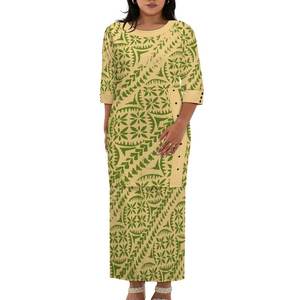 Gaun Puletasi Motif Tribal Samoa untuk Wanita, Gaun Musim Panas Wanita Ukuran Besar, Gaun Pesta Malam Puletasi Set 2 Potong - Product Image 4