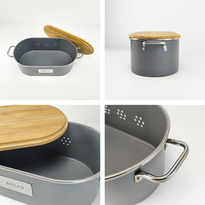 <span class=keywords><strong>BX</strong></span> boîte à pain en métal gris anti-poussière avec couvercle, conteneur portable de stockage du pain pour la cuisine - Product Image 6