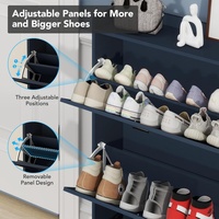 Armoire à chaussures d'entrée vintage de style australien avec porte-chaussures anti-poussière de grande capacité Bleu