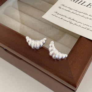 S925 Pure Silver French Style Croissant <b>Earrings</b> Korean Blogger's Same Style Niche Design <b>Fashion</b> <b>Drop</b> <b>Earrings</b> Korean Version - Product Image 1