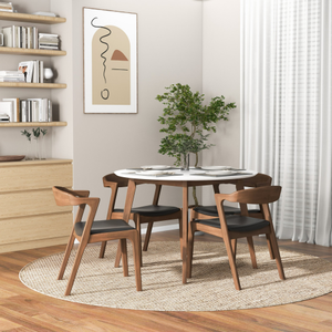 Modern Alina Solid Wood White Dining <b>Table</b> and 4 <b>Side</b> Chairs-Eco-Friendly & Durable Living Room & Hotel Furniture <b>Set</b> - Product Image 2