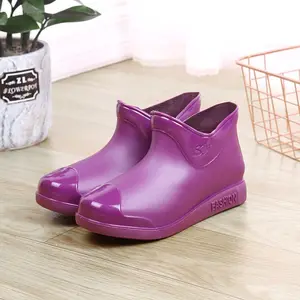 Custom Shape Color Logo Fashionable Ladies Boots Water Waterproof Plastic Wellington Women Rain Boots Ankle Woman Rubber Shoes