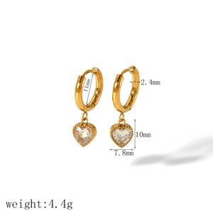 Pendientes Colgantes de Oro de 18k con Circonita Cúbica, Diseño de Corazón Cuadrado Geométrico, Joyería para Fiestas - Product Image 4