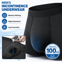 Caleçons Boxers Ajustés pour Hommes en Modal, 4 Couches, Anti-Fuite 100ML, Anti-Odeur, Sans Étiquette, Élastiques, Lavables, pour le Contrôle Urinaire