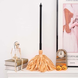 Halloween Witch Broom Prop Kids Cosplay Costume Accessory Plastic Handle Straw Broomstick for <strong>Party</strong> and Holiday <strong>Decoration</strong> - Product Image 3