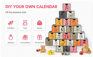 Caja de Calendario de Adviento Personalizada en Forma de Árbol de Navidad Gris de 24 Días con Cajones, Caja Ciega de Cartón Rígido, Embalaje Misterioso para Regalo - Product Image 2
