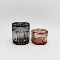 Toples Lilin Bergaris Kaca Desain Bintang Berwarna AmBar, Toples Kosong Penyimpanan Manis untuk Kacang