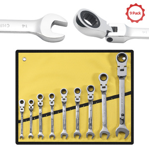Xiaoyi Professional Grade <b>Ratchet</b> Wrench <b>Set</b> 9-Piece CRV Industrial Chrome-Plated Auto Repair Combination <b>Spanner</b> with OEM - Product Image 3