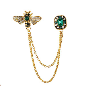 Broche de borla Little Bee, estilo retro y distintivo, con cadena, flor de esmeralda, tipo broche de solapa para traje, accesorios - Product Image 6
