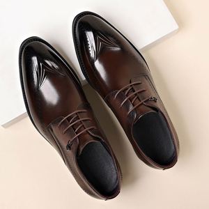 New Model Business-Grade Top-Grain Cowhide Men's Leather <b>Shoes</b> Wedding Business Casual Breathable <b>Height</b> <b>Increasing</b> Waterproof - Product Image 3