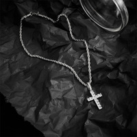 Pendentif Croix Personnalisé Europe États-Unis, Zirconium Complet, Style Hip-hop, Tendance, pour Hommes et Femmes, en Cuivre Électroplaqué