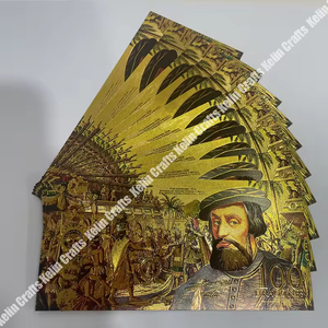 Wholesale High-Quality Card Hernando Cortes 100 Collectible Plastic 24k Gold Foil Plated Banknote - Product Image 4