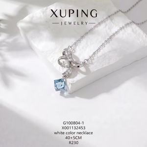 Collier pour femme XUPING Jewelry Wholesale <span class=keywords><strong>Jingjing</strong></span> plaqué or blanc avec pendentif synthétique CZ en forme de papillon, nœud et fleur - Product Image 6