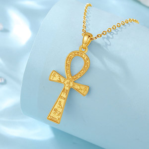 Merryshine Men's 925 Sterling Silver Jewelry 18K <strong>Gold</strong> Egyptian Christian Jesus <strong>Ankh</strong> Cross Pendant <strong>Necklace</strong> - Product Image 3