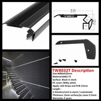 Profilé LED en aluminium noir, profilé de canal LED, lumière LED 80mm*32mm, bordure de carrelage, marches d'escalier, bandes LED, utilisation cinéma, théâtre