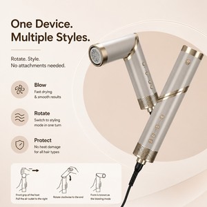 Cepillo Secador de Pelo Torlin con Difusor, Boquilla Alisadora, Cepillo Redondo Voluminizador, Rizadores Automáticos, Enchufe EU US UK, <span class=keywords><strong>Peine</strong></span> de Aire Caliente - Product Image 3