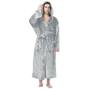 Peignoir de luxe en coton doux et respirant pour homme, à capuche, manches longues, style gaufré, idéal pour le spa et la nuit - Product Image 2