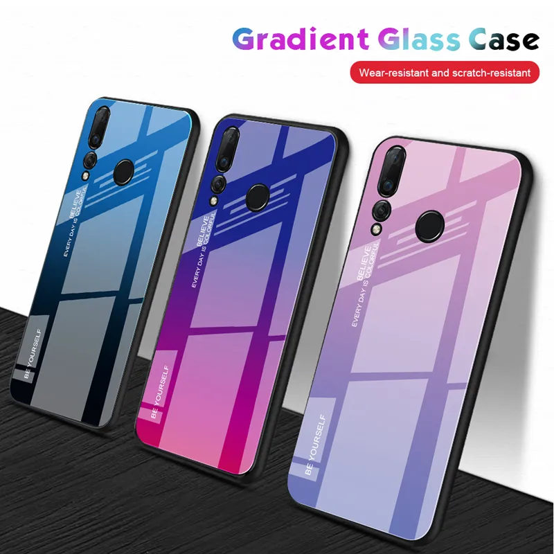 Gradient Glass Case For Huawei P30 P50 Pro P20 P40 Lite Y6 Y7 P Smart 2019 Nova 5T Cover For Honor 8X 9X 10i 8A 10 Mate 20 Lite