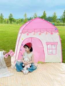 Tenda da Gioco per Bambini <span class=keywords><strong>a</strong></span> Forma di Castello Rosa, Grande Casetta Pieghevole con Luci Stellate, Giocattolo per Interni ed Esterni, Regalo per Bambine - Product Image 3