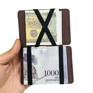 남성용 맞춤형 슬림 PU 가죽 매직 월렛, 탄성 밴드 현금 및 신용카드 홀더, 머니 클립 포함 - Product Image 3