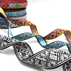 Tùy chỉnh chiều rộng <span class=keywords><strong>d</strong></span>ệt <span class=keywords><strong>d</strong></span>ân tộc Jacquard Webbing băng hình học Polyester Webbing cho Diy phụ kiện may <span class=keywords><strong>m</strong></span>ặc Túi - Product Image 3