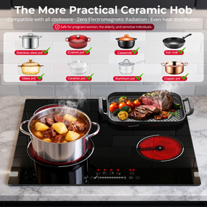 Table de cuisson <span class=keywords><strong>vitrocéramique</strong></span> <span class=keywords><strong>60</strong></span> <span class=keywords><strong>cm</strong></span>, 4 foyers avec zone ovale et zone tri-cercle, 6700 W, 9 niveaux de chaleur, commande tactile - Product Image 6