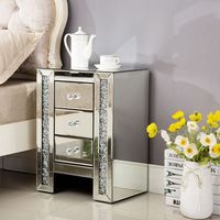 Meilleure Vente Table de Chevet Miroir Effet Diamant Concassé avec 3 Tiroirs, Vente Directe Usine, Haute Qualité