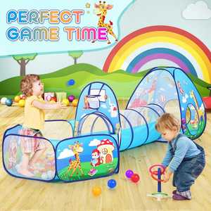 Maison de jeu pour enfants, intérieur/extérieur, jungle, 3 en 1, tente pour tout-petits avec fosse à balles et tunnel de jeu - Product Image 2