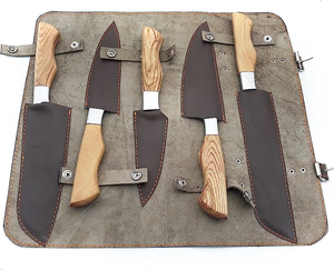 Ensemble de couteaux de cuisine en acier forgé à la main personnalisé, 5 pièces, avec manche en os et sac en cuir - Product Image 5