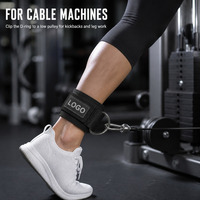 Sangles de musculation en cuir pour machine à câble avec fixation en D en acier, manchettes de cheville réglables, personnalisables pour la musculation et le fitness