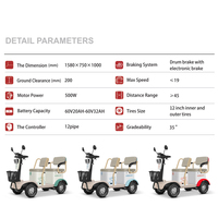 Q2 Sepeda Motor Listrik Roda Tiga Ringan Dua Kursi, Skuter Rumah Tangga Kompak, Terbuka, 501-800W 48V Jarak Tempuh 30-50km Bersertifikasi CE
