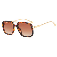 Lunettes de soleil QSKY vintage surdimensionnées à monture écaille de tortue, double pont, branches métalliques carrées, protection UV